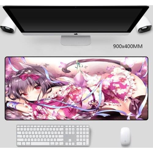 Anime Cat Girl Mice Pad Gamer 90x40cm Gaming Mouse Pads Laptop Notebook Desktop Mat Pad XXL Anti-slip Rubber Gamer Mats Play Pad