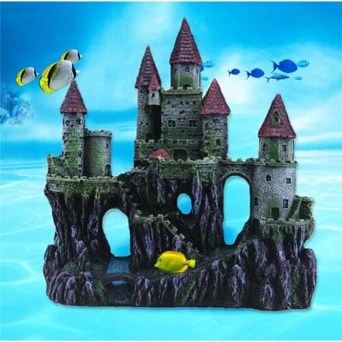 Artificial Resin Castle Shape Aquarium Fish Bowl Landscaping Cave Decoration