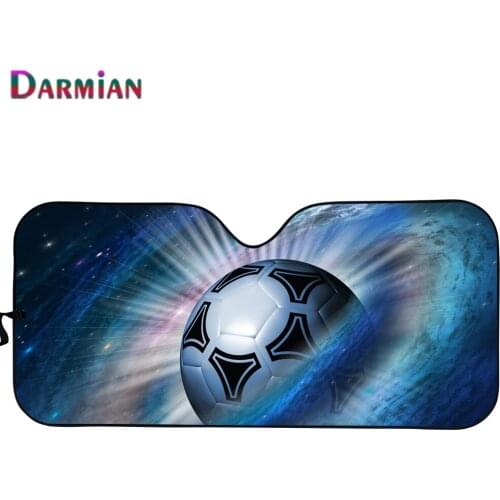 Cool Football Print Car Windshield Sunshade Soccer on Fire And Water Reflective Sun Shade for Car Cover Visor Anti-UV Foldable