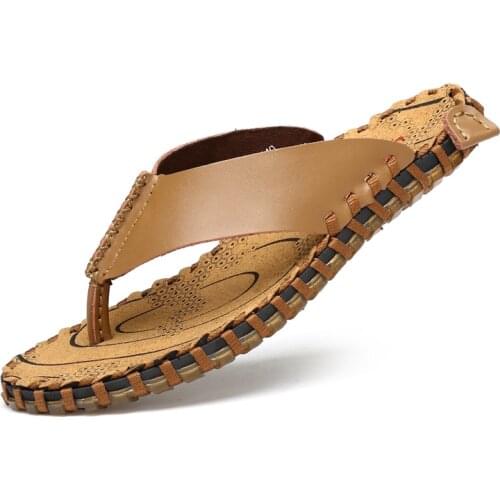 Men Slippers Handmade Sandals Shoes Slip On Summer Casual Shoes Outdoor Slippers Fashion Roman Weaving Youth Beach Shoes Size 44