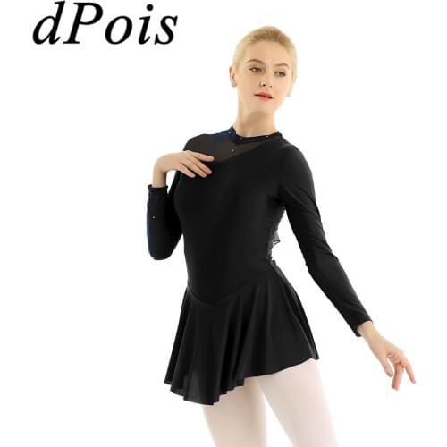 Latin Dance Outfit Women Figure Ice Skating Skirt Female Ballet Dance Gymnastics Leotard Dress Ballerina Lyrical Praise Costumes
