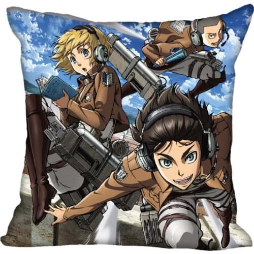 Custom Decorative Pillowcase Attack on Titan Square Zippered Pillow Cover 33X33,40x40,45x45cm(One Side)Pillow Case