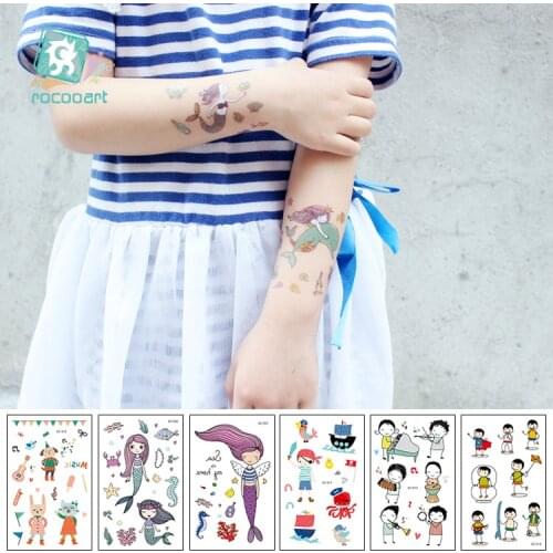 New 2019 Cartoon Childrens Tattoo Designs of Little Girls Boys Fish Temporary Tattoo Stickers on Hands Face Arm Taty
