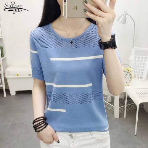 New 2021 Blusas Mujer De Moda Womens Tops Summer Solid Ladies Short Sleeve Round Collar White Blouse Women Shirts 8755 50