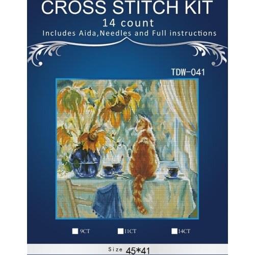 New Embroidery Counted Cross Stitch Kits Needlework Crafts 14 ct DMC Color DIY Arts Handmade Decor cats 3