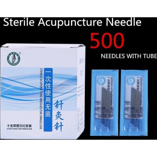 New Chinese Disposable Acupuncture Needles Sterile With Guide Tube Needle 500 Acupunture Therapy Painless