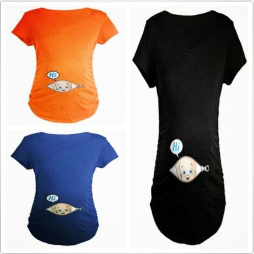 Maternity Clothes for Pregnant Women Cartoon Print Zipper Top Crew Breastfeeding Blouse Tshirt Pregnancy Clothes Women Maternity
