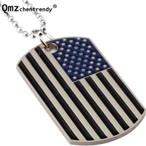 Wholesale Hip hop Mens Stainless Steel Jewelry American US National Flag Military Card Army Dog Tag Pendant Soldier Necklace