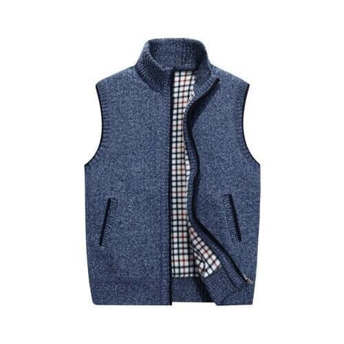 Autumn Winter Men Vests Casual Male Knitted Cardigan Waistcoat Thermal Vests Mens Windproof Sleeveless Jackets Clothing