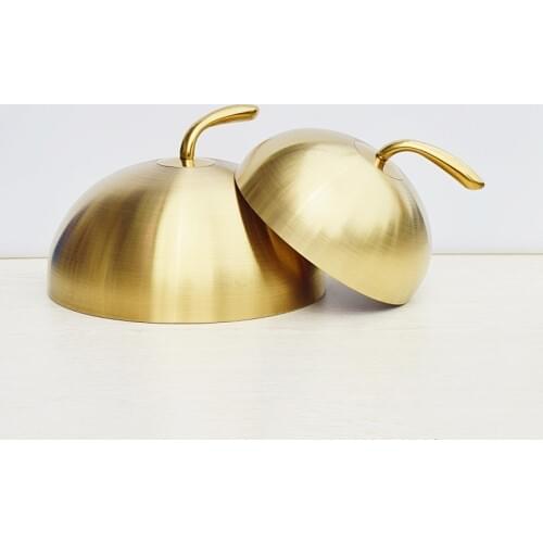 Gold-plated thicken stainless steel steak cover semi-circular high pot lid Japanese BBQ barbecue vegetable teppanyaki