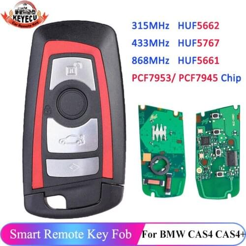 KEYECU Red Remote Key Fob 4B 434MHz PCF7953 / PCF7945 49 Chip for BMW F Chassis FEM / BDC CAS4 CAS4