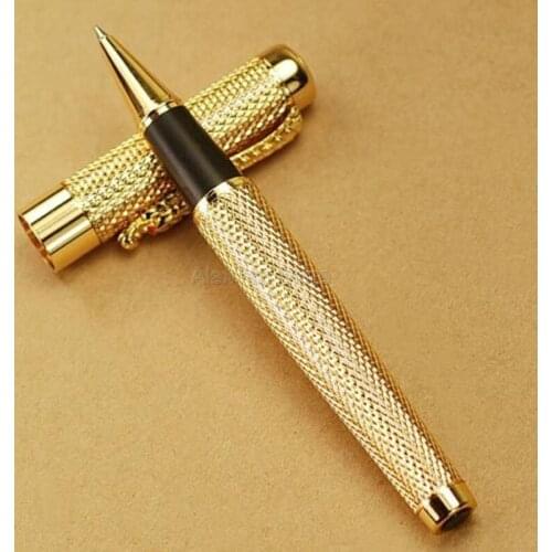 Jinhao 1200 Ancient Rollerball Pen Beautiful Ripple with Dragon Clip, Golden Metal Carving Ink Pens Gift Collection Pens