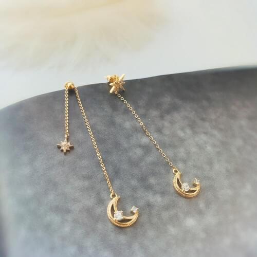 CCijiNG High Quality Star Moon Eardrop Sweet Romantic Suitable For Parties Show Temperament EH0037