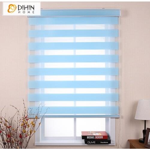 Modern 100% Polyester Roller Shades Double Layer Zebra Blinds Living Room Custom Made Free Shipping