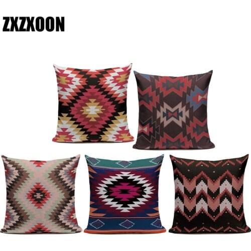 Turkish Style Dark Red Vision Geometric Throw Pillows Case Sofa Cushion Covers for Car Home Living Room Decoration Pillowcase