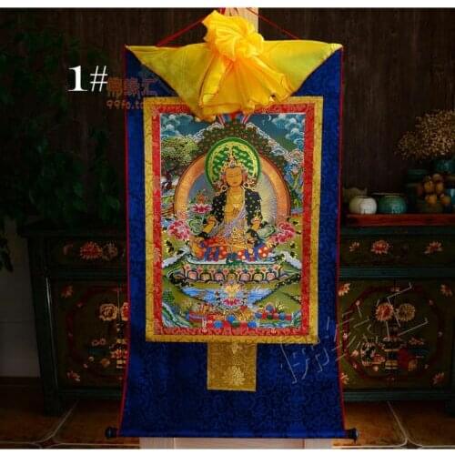Tibetan Buddhist Buddha Silk Gild Thangka Thanka Ksitigarbha Dizang Pusa 35CM