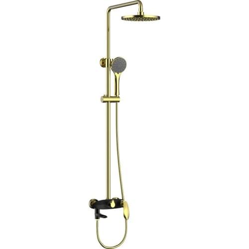 Water outlet production straight European-style all-copper Three-function gold, white, black and chromium shower set with
