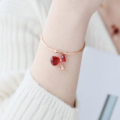 YUN RUO 2018 New Arrival Lucky Money Bag Bangle Rose Gold Color Women Birthday Gift Titanium Steel Jewelry Not Fade Drop Ship