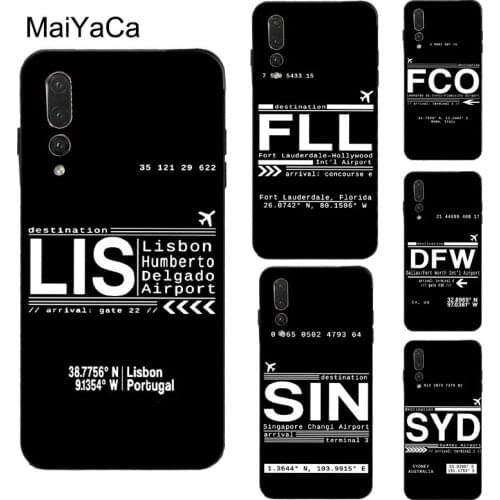 MaiYaCa Airport Code Funny Case For Huawei Honor 8X 9X 9 10 Lite 20 Pro 10i 7A Pro 7C 8A 8C 8S Y6 Y9 Y7 2019 Nova 5T