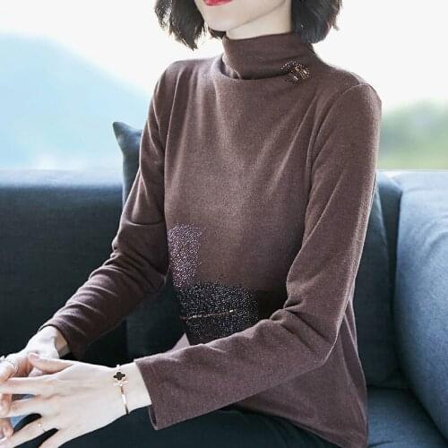 2021 Autumn Winter New Velvet T Shirt Woman Long Sleeve Shirt Woman T-shirt Loose O Neck Korean Style Plus Size Women Shirts