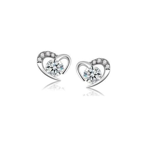 2016 new arrival love heart design 925 sterling silver female stud earrings wholesale jewelry gift
