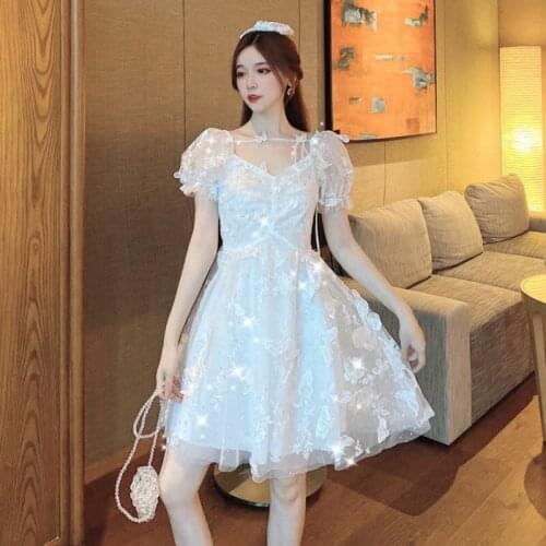White Dresses For Women 2021Vestidos Bridesmaid Robe Blanche Birthday Sweet Fairy Summer Dress Ropa Mujer A171