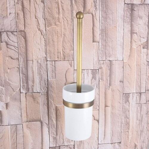 1 Ceramic Cup Bathroom Hardware Accessories Wall Mounted Antique Brass Toilet Brush Holder Dba733