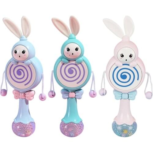 1pcs Musical Flashing Baby Rattles Baby Infant Hand Bells Cute Rabbit Handbells Newborn Infant Early Educational Toys