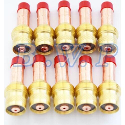 10Pcs 45V25 Medium Gas Lens Collet Body 1.6mm 1/16" Fit WP-17 18 26 SR DB A-150 TIG Welding Torch