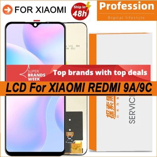 100% Original 6.53'' Display For Xiaomi Redmi 9A 9C LCD Touch Screen Digitizer Assembly 10 Point Touch Repair Parts