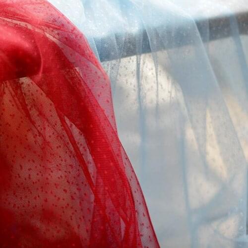 3 yards Red Tulle Lace Fabric With Polka Dots, 30+ colors