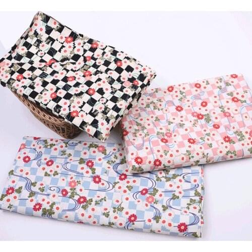 50cmx149cm Printing Fresh Floral Twill Cotton Fabric DIY Childrens Wear Cloth Make Bedding Quilt Decoration Home 180g/m Plain