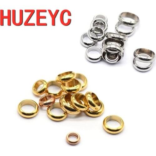 500pcs/package Stainless Steel 2-10mm Hole Spacer Metal Beads DIY Rope Chain Thread String Bracelet Jewelry Making Accessories