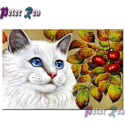 5d Square/round White cat with blue eyes Diamond painting cross stitch Rhinestones diamond embroidery Childrens decorative gift