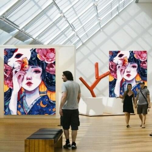 Abstract Colorful Beautiful Anime Girl Canvas Painting Wall Art Nordic Posters and Prints Wall Pictures for Living Room Decor