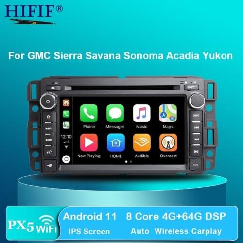 PX5 DSP Android 11 Car DVD Player For GMC Sierra Savana Sonoma Acadia Yukon Envoy Canyon Stereo Radio Tablet PC support DTV DAB