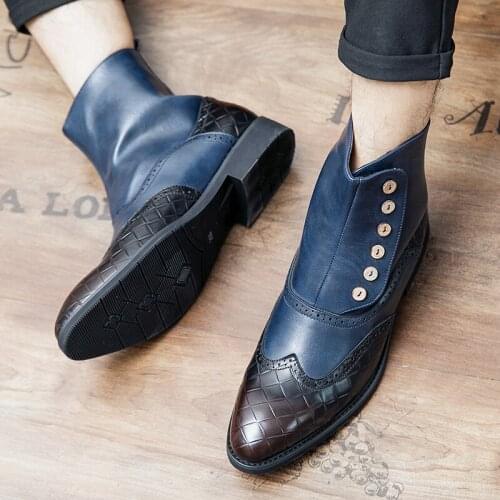 Fashion Boots Men Outdoor Summer Pointed Toe Ankle Boots High Top Casual Leather Martin Boots Men Big Size 48 Chaussure Homme