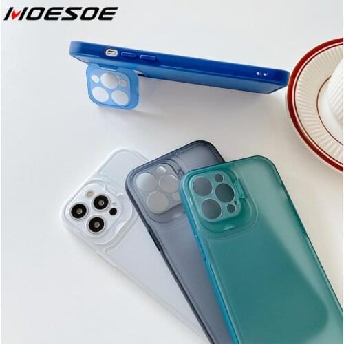 For iPhone 12 Pro Max XR XS 8 7 Plus Silicone Lens Protect Bracket Clear Case Cover For iPhone 11 Pro XS Max X 7 8 SE 2020
