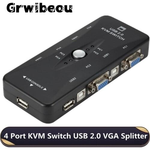 Grwibeou 4 port kvm switch USB 2.0 VGA Splitter Printer Mouse Keyboard Pendrive Share Switcher 1920*1440 VGA Switch Box Adapter