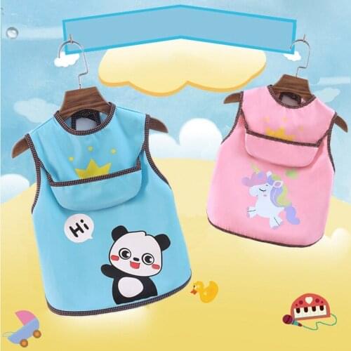Baby Apron with Bib Waterproof Wearable Newborn Aprons Cartoon Infant Feeding Saliva Towel Kids Play Wearing for Boy Gril