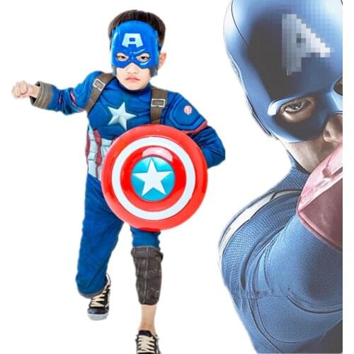Kids Superhero Fantasy Cosplay Muscle Costume Boy/girl Halloween Mask Shield Carnival Supplies