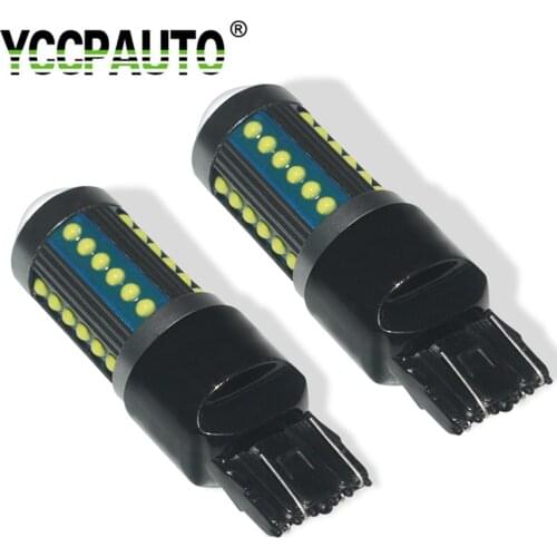 YCCPAUTO 2Pcs No-Polarity 7443 7440 T20 W21/5W LED Bulbs For Lada Kalina Granta Vesta Daytime Running Lights DRL DHO White 6500K