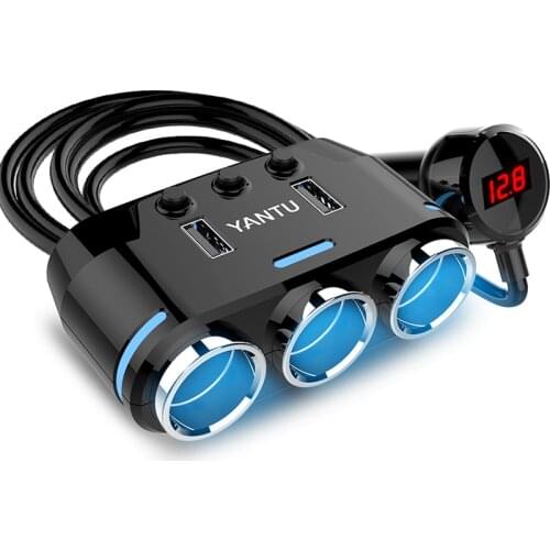 Dual USB Port 3 Way Auto Car Cigarette Lighter Socket Splitter Charger Plug Adapter DC 5V 1A+2.1A For All Phone And PC Ipad Mp3