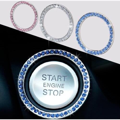 DWCX Car Interior One-Key Engine Start Stop Ignition Push Button Decorative Diamante Ring for Ford VW Audi BMW E90 Nissan Honda