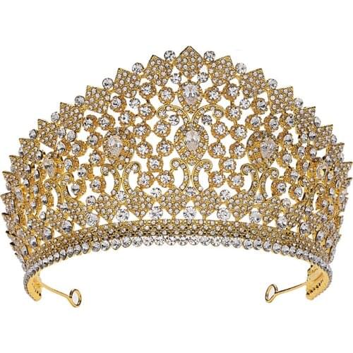 Bride Queen Crown Gorgeous Romantic Rhinestone Zircon Inlaid Women Wedding Temperament Jewelry Alloy Head Accessories Crown