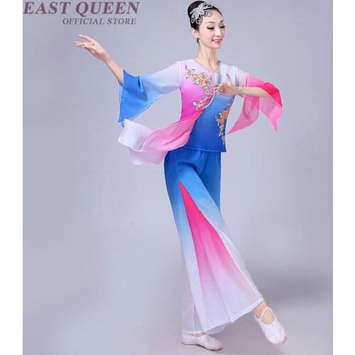 Chinese folk dance clothing pant suits Chinese dance costumes yango drum fan stage dance wear outfit performance FF931