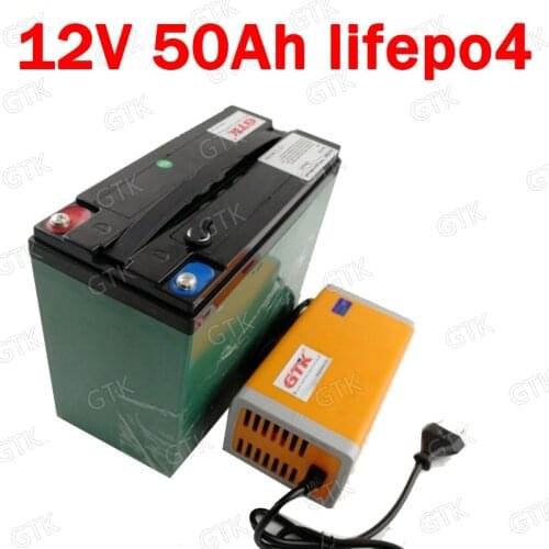 GTK Lifepo4 12.8V 12V 50AH lithium battery for 12V Solar generation energy storage House hold electric supplies + 6A charger