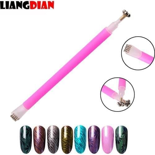 1PC Double Heads Two-Headed Flower Magnetic Pens For DIY Nail Art Magic Stick 3D Cats Eyes UV Gel Polish Brush Acrylic Tools