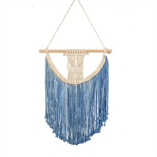 Macrame wall art hand-made dyed cotton wall hanging tapestry and lace fabric Bohemia