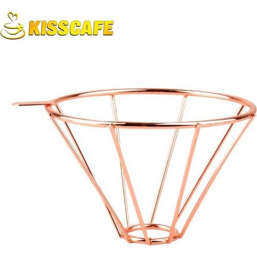 Rose Gold Metal Reusable Coffee Filter Net Coppper Brew Drip Espresso Coffee Filter Accessories Funnel Mesh Tea Filter Basket